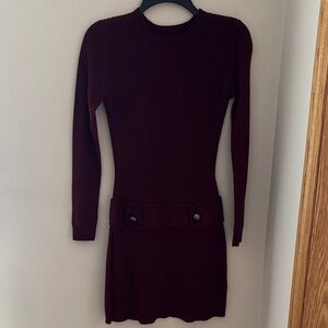 Iz Byer Burgundy Long Sleeve Dress